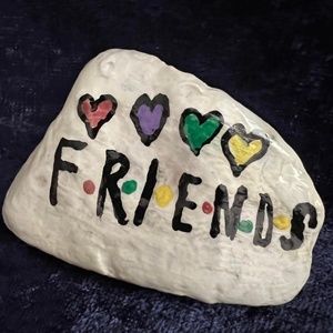 Hand painted rock that says Friends. 2.5x1.5